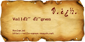 Valló Ágnes névjegykártya